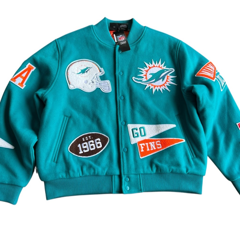 Miami Dolphins Chalk Line Pennant Varsity Jacket New with Tags!